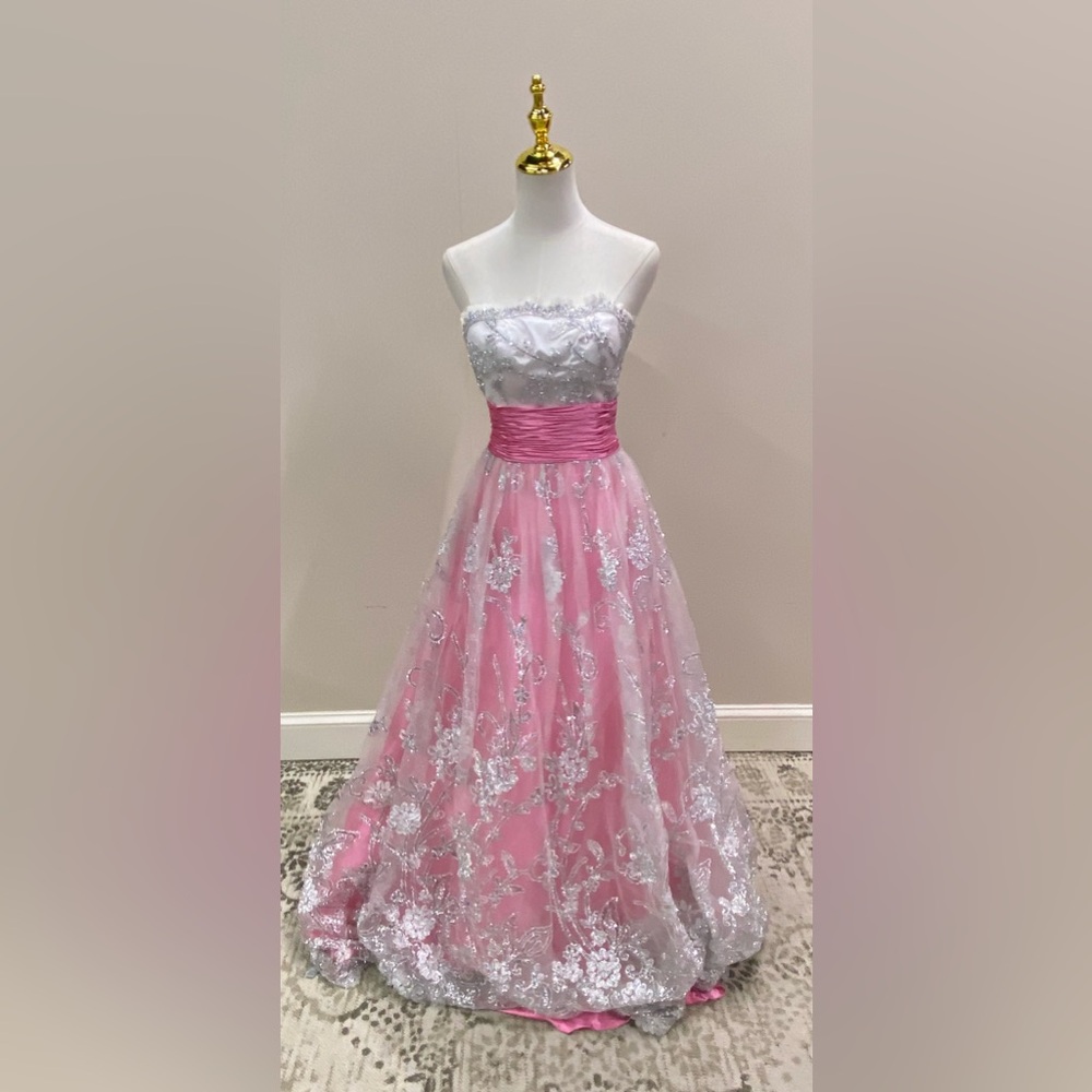 Johnathan Kayne Pink and White Prom Dress